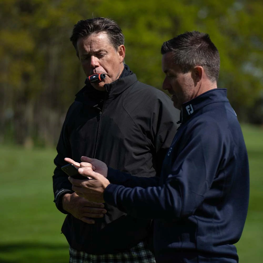 Golf athletes doing breathing training